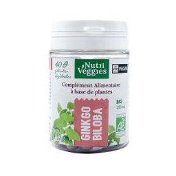 Nutriveggies Ginkgo Biloba Complément Alimentaire Bio 40 Gélules - Pot 40 gélules