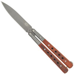 Couteau papillon balisong 23cm bois acier SCH