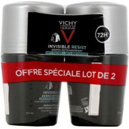 Vichy Homme Déodorant Roll-On 72H Invisible Resist 2x50ml