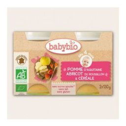 Babybio Petits Pots Pomme Abricot Céréales Bio dès 4 mois 2x130g
