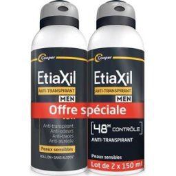 Etiaxil Anti-Transpirant Men Contrôle 48h Aérosol 2x150ml