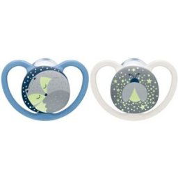 Nuk Silicone Sucettes Space Nuit 6-18M Garc 2uts