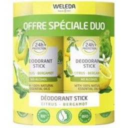 Weleda Déodorant Stick 24H Citrus Bergamot 2x50g