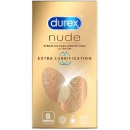 Durex Nude Extra Lubrification Préservatifs 8 Unités