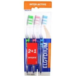 Elgydium Inter-Active Trio Br Dents Mèd B/2+1
