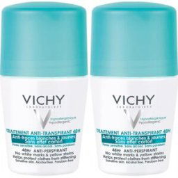 Vichy Traitement Anti-Transpirant 48h Anti Traces Blanches & Jaunes Roll-On 50ml 2 Unités