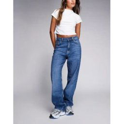 HUGO Blue - Elyah - Jean droit - Bleu moyen dÃ©lavÃ© Bleu W32 female
