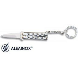 Balisong porte-clé 8,8cm - Couteau papillon argenté