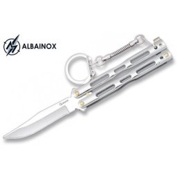 Couteau papillon balisong porte-clé argenté ALBAINOX