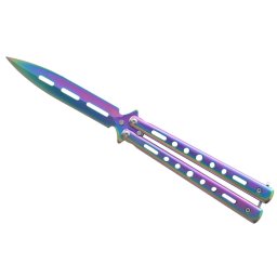 Couteau papillon balisong 22,5cm acier inox rainbow