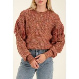 Pull en maille chinée multicolore avec des franges My Jewellery Rouille/Rouge/Orange/Rose clair/Marron femme