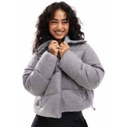 ASOS DESIGN - Doudoune en velours cÃ´telÃ© avec col - Gris-Blanc Blanc S female