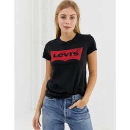 Levi's - Perfect - T-shirt Ã logo aile de chauve-souris-Noir Noir XS female