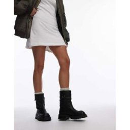 Bronx - Quinn - Bottines style motard en cuir grainÃ© - Noir Noir 40 female