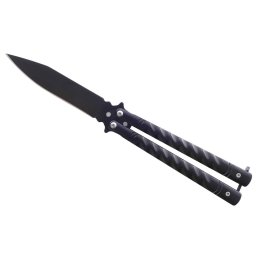 Couteau papillon balisong 22cm noir acier inox