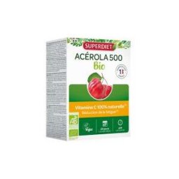 Superdiet Acerola 500 Bio - 24 Comprimés à Croquer - Boîte 24 comprimés
