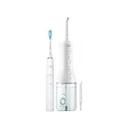 Philips Sonicare Hx3866/41 Dc 9000 + Powerflosser Blanc - Coffret 1 brosse à dents électrique + 1 jet interdentaire sans fil + accessoires