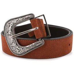 Ceinture en cuir western boucle argentée à motifs gravés Femme DEELUXE 74