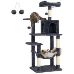 Feandrea Arbre à chat avec hamac 143 cm, Gris Anthracite / L (55 x 45 x 143 cm)