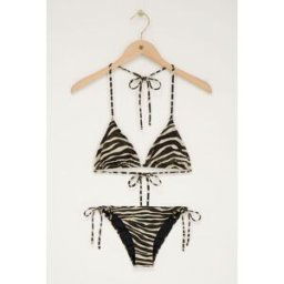 Bikini triangle zébré noir et blanc en lurex My Jewellery Noir et blanc S femme