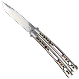 Couteau papillon balisong 23,5cm métal reflet rainbow