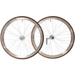 Paire de Roues Rétropédalage Santafixie 30mm + Chambres à air + Pneus Argent Classic