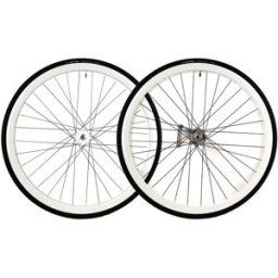 Paire de Roues Rétropédalage Santafixie 30mm + Chambres à air + Pneus Blanc