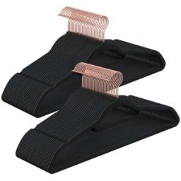 SONGMICS Cintres en velours antidérapant, Noir + Rose Gold / 30