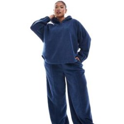 Asos Curve ASOS DESIGN Curve - Pantalon confort coupe large en micropolaire - Bleu foncÃ© Bleu 2XL female