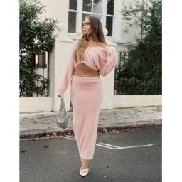 ExclusivitÃ© - The Frolic x Bella Stovey - Jupe longue d'ensemble en maille duveteuse - Rose rose 38 female