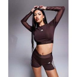 Adidas Performance adidas Training - Hyperglam - Crop top Ã manches longues - Marron Marron L female