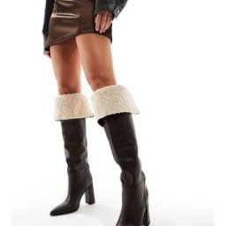 Simmi Wide Fit SIMMI London - Jacob - Bottes larges hauteur genou avec rabat en polaire - Chocolat-Marron Marron 41 female