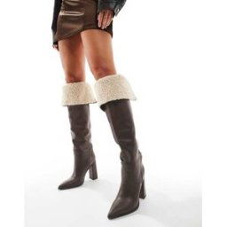 Simmi Shoes SIMMI London - Jacob - Bottes hauteur genou avec rabat en polaire - Chocolat-Marron Marron 37 female