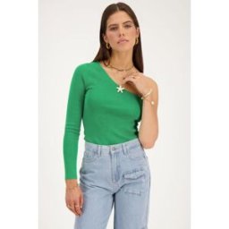 Top asymétrique à manche longue vert My Jewellery Vert femme