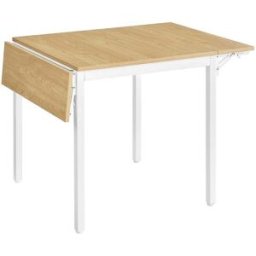 VASAGLE Table extensible industriel, Couleur Chêne Naturel + Blanc Nuage
