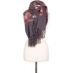 Echarpe noire brodée à fleurs Lindsay 70x180cm Mixte BURTON OF LONDON