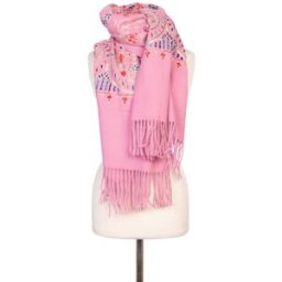 Echarpe rose broderie à fleurs colorées Lindsay 70x180cm Mixte BURTON OF LONDON
