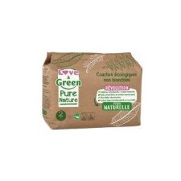 Love & Green Pure Nature Couches Hypoallergéniques et Écologiques Non Blanchies T2 X 35 - Paquet 35 couches