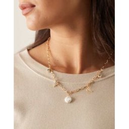 DesignB London - Collier avec breloques cÃ©lestes et perle - DorÃ© DorÃ© No Size female