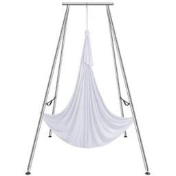 VEVOR Kit Balançoire de Yoga Aérien et Hamac, Support de Yoga Professionnel 295 cm de Hauteur, Hamac Blanc 6x2,6 m, Capacité de Charge Maximale de 250 kg, pour Fitness Musculation Pilates Gym Maison
