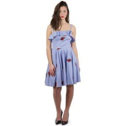 Robe Guess Robe Ciara roses brodées bleu W82k51 Bleu