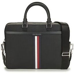 Porte document Tommy Hilfiger TH COATED CANVAS COMPUTER BAG Noir