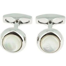 Boutons de manchettes Simon Carter Boutons de manchette Gatsby Argenté et nacre Blanc