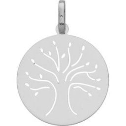 Pendentifs Brillaxis Médaille arbre de vie or blanc 18 carats Blanc