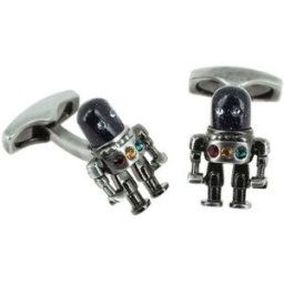 Boutons de manchettes Simon Carter Boutons de manchette Space Robot Gris et swarovski Gris