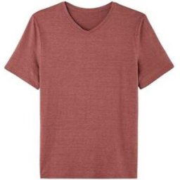 T-shirt Maison Lemahieu T-shirt col V homme lin Bordeaux