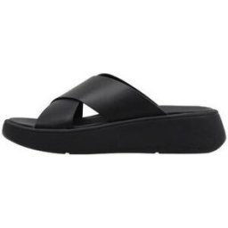 Sandales FitFlop F-MODE LEATHER FLATFORM CROSS SLIDES Noir