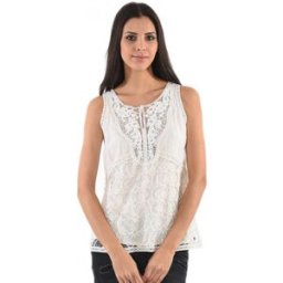 Debardeur Kaporal Top Dentelles Sans Manche Femme Flam Blanc Blanc