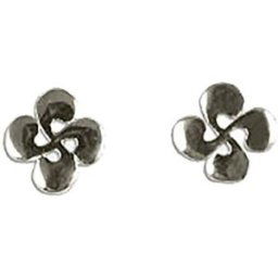 Boucles oreilles Bijoux Basques Boucles d'oreilles croix basque plate 8mm Blanc