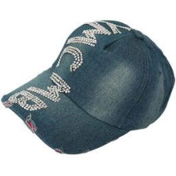Casquette Chapeau-Tendance Casquette blue jean's strassée Bleu